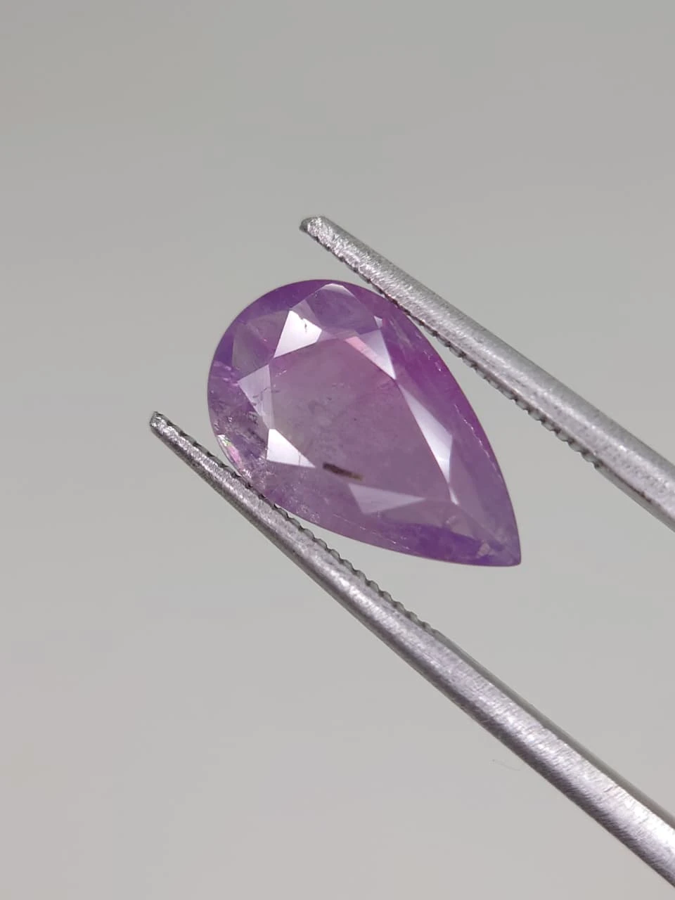 3.2ct Natural Pinkish Purple Sapphire in Teardrop Shape from Kashmir Pakistan — view 3